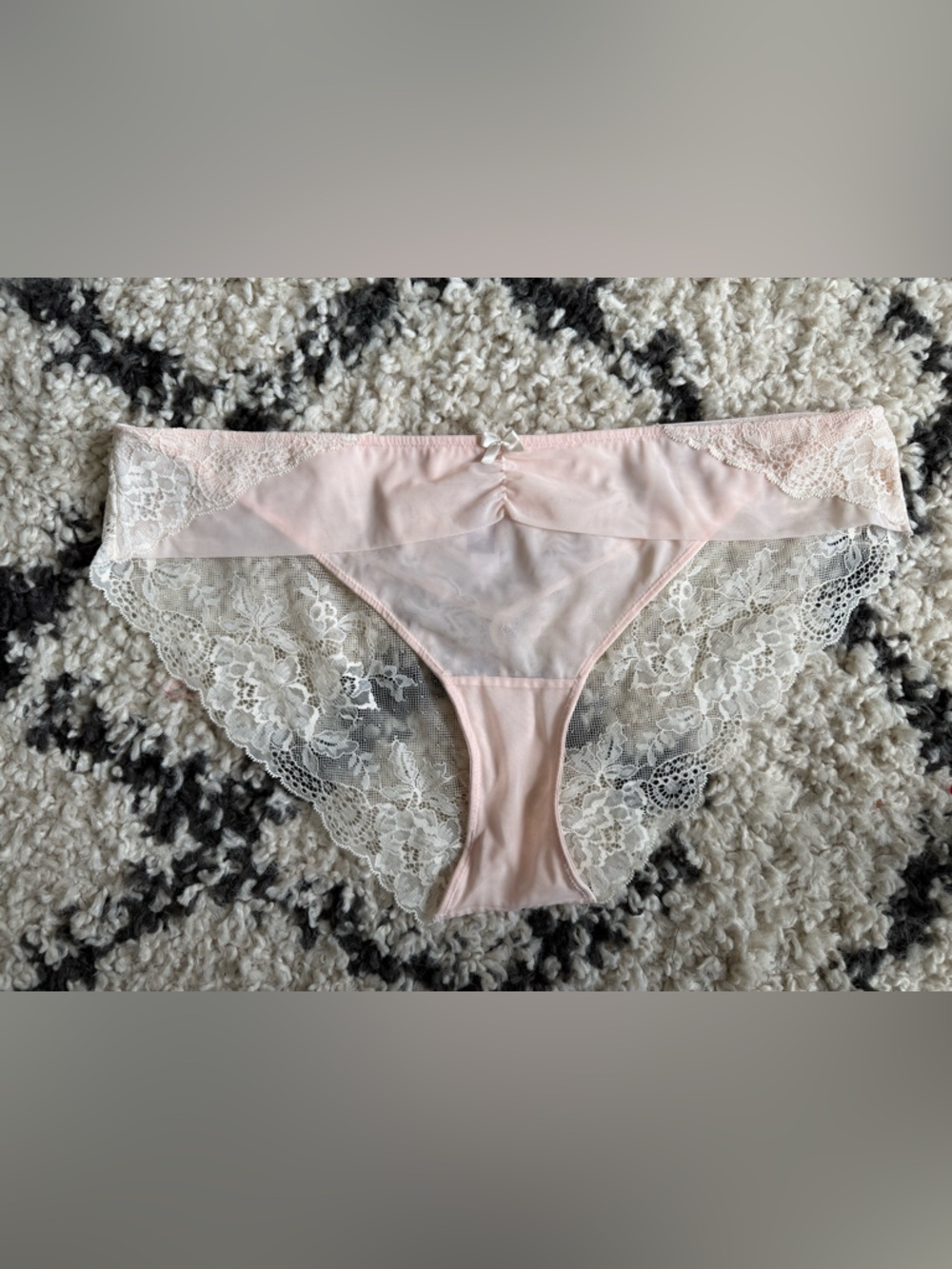 Women's Light Pink Lace Bikini Panty - Size XL